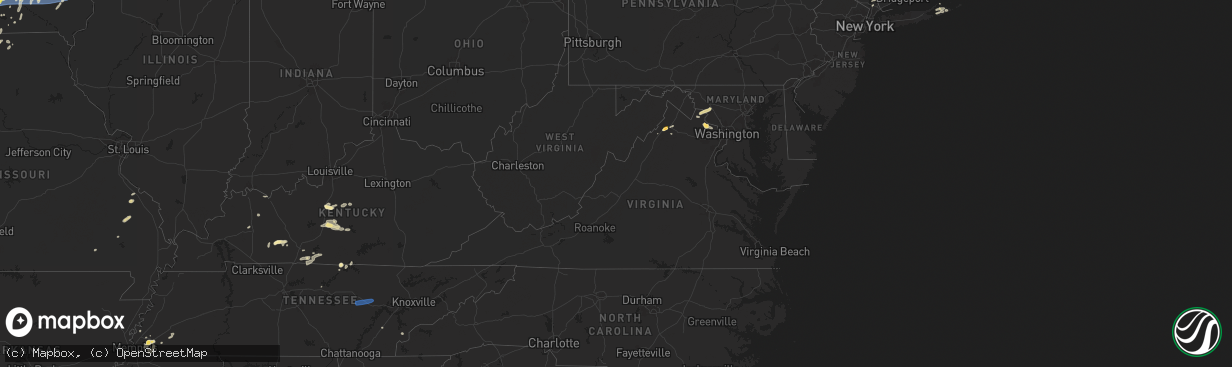 Hail map in Virginia on May 23, 2024