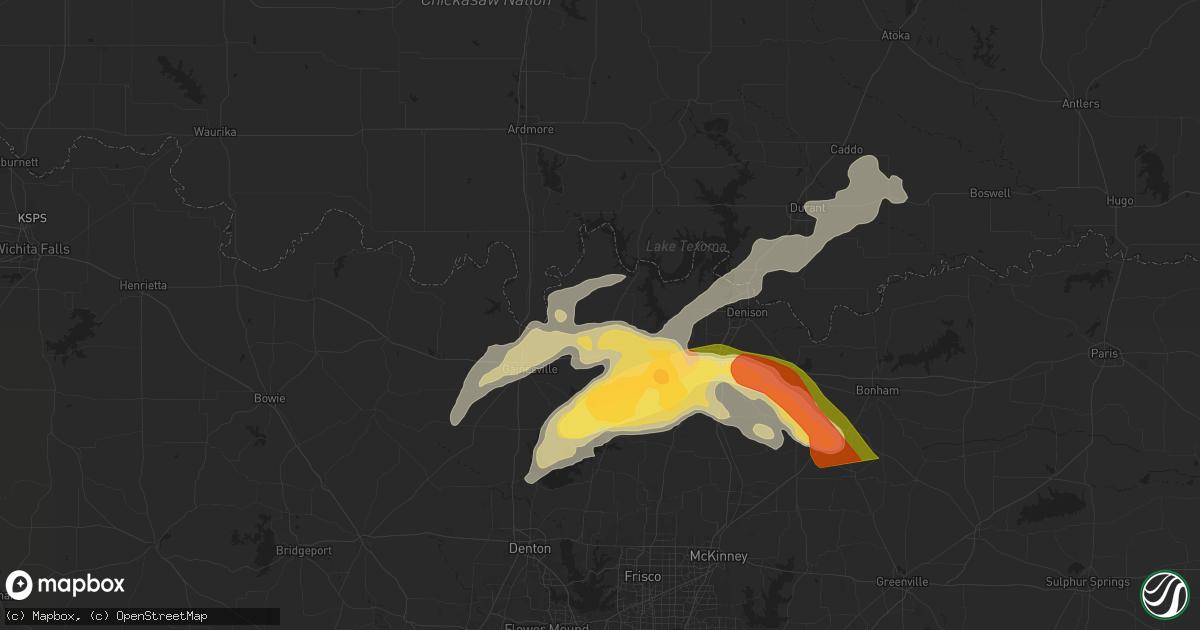 Hail map in Whitesboro, TX on May 23, 2024