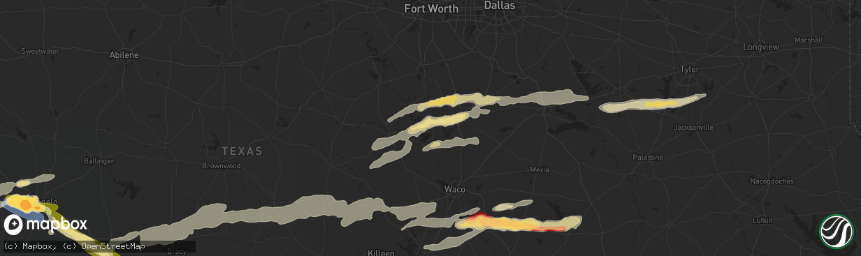 Hail map in Whitney, TX on May 23, 2024