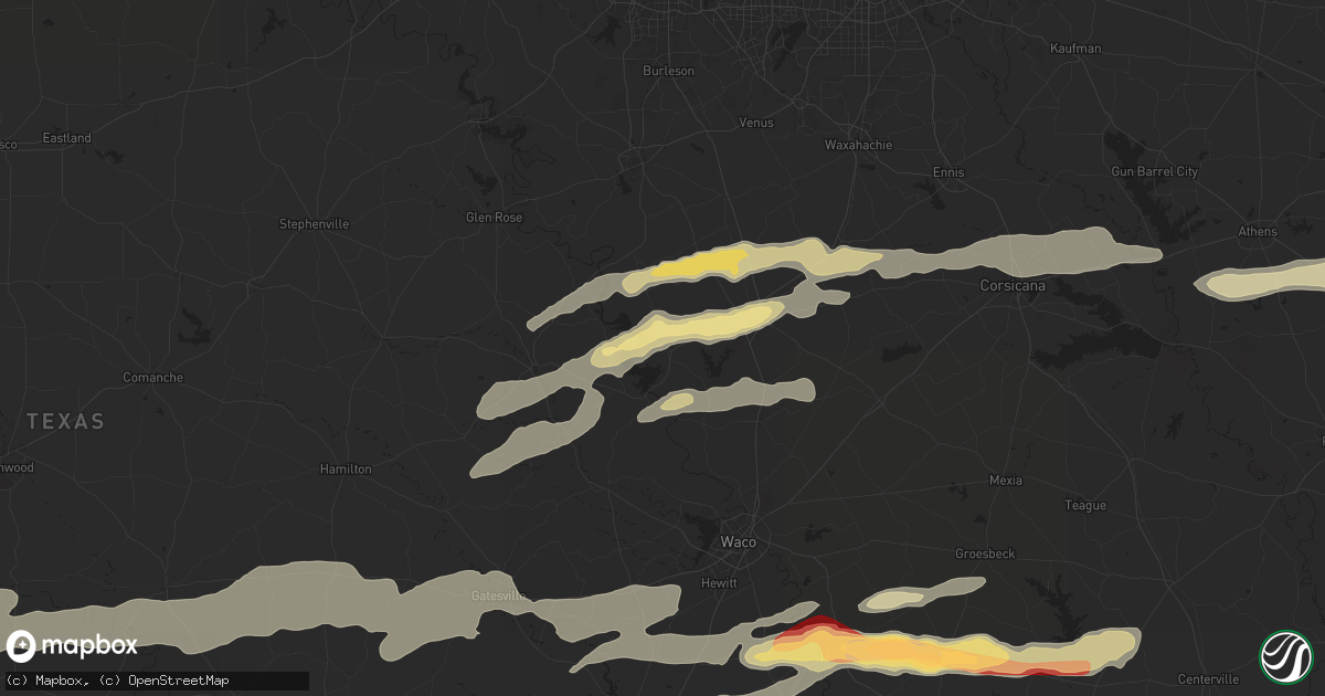 Hail map in Whitney, TX on May 23, 2024