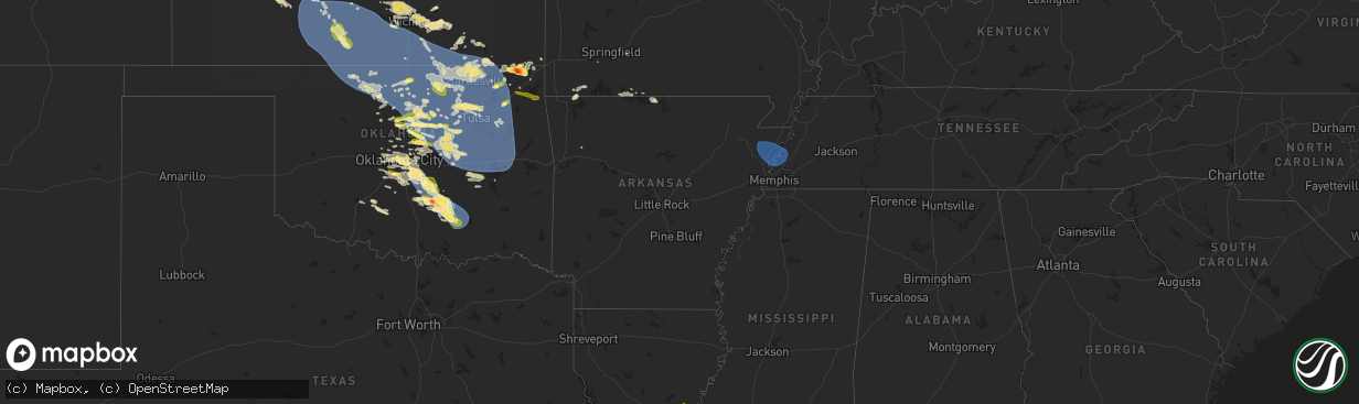 Hail map in Arkansas on May 23, 2025