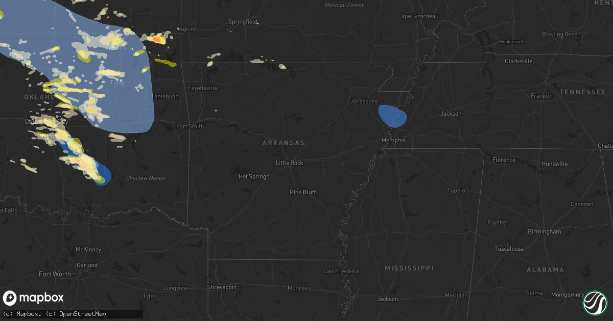 Hail map in Arkansas on May 23, 2025