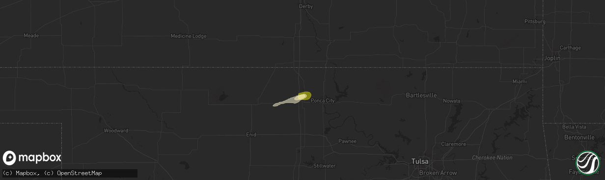 Hail map in Blackwell, OK on May 23, 2025