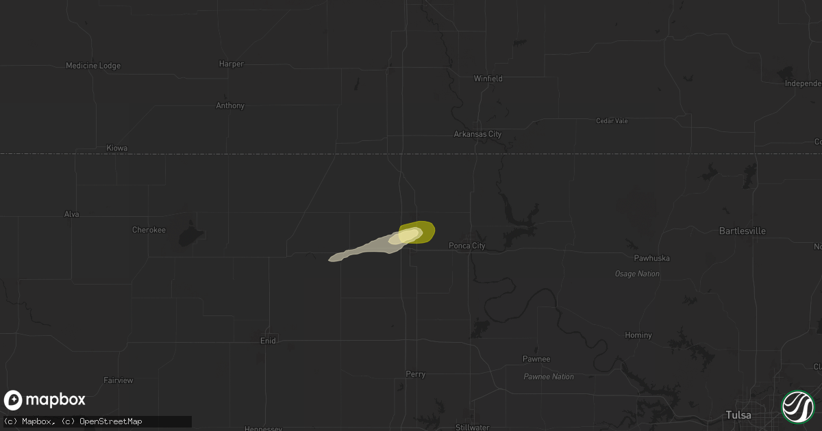 Hail map in Blackwell, OK on May 23, 2025