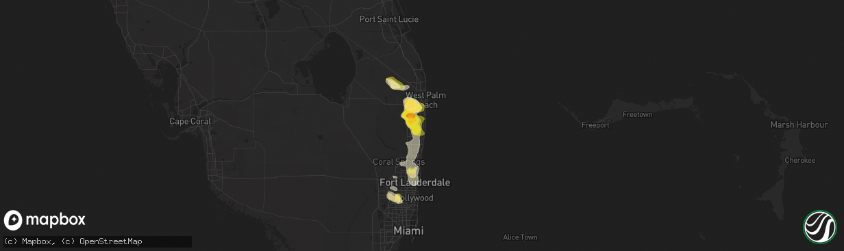 Hail map in Boynton Beach, FL on May 23, 2025