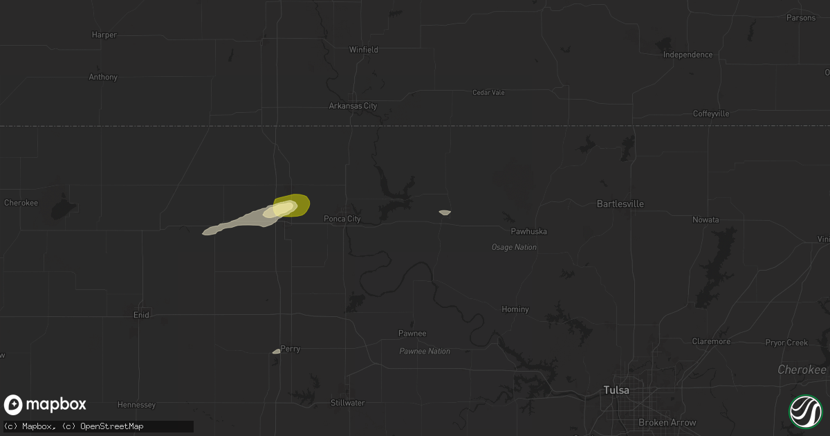 Hail map in Burbank, OK on May 23, 2025