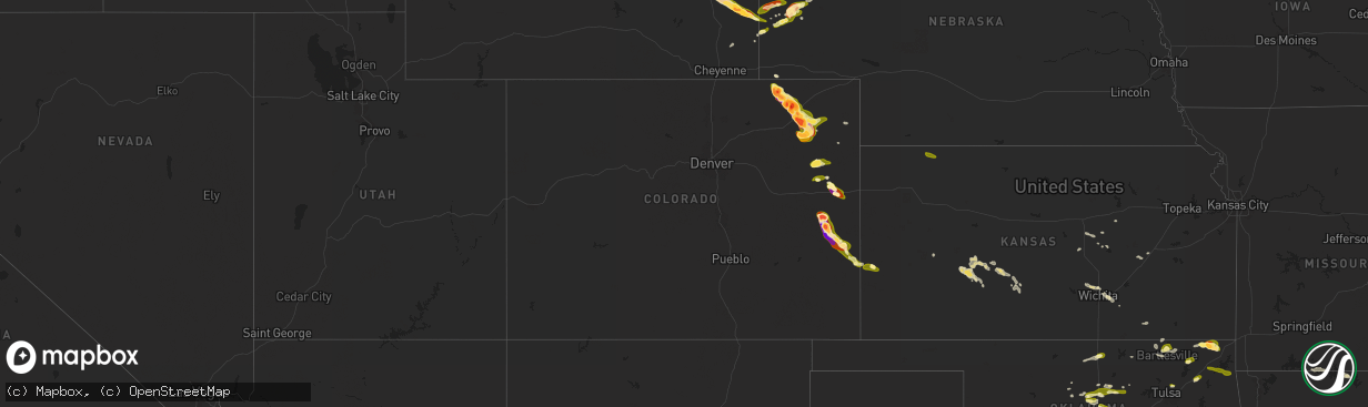 Hail map in Colorado on May 23, 2025