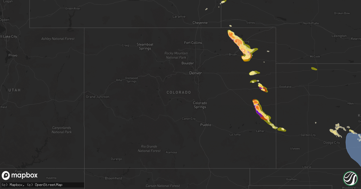 Hail map in Colorado on May 23, 2025
