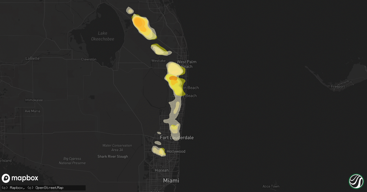 Hail map in Delray Beach, FL on May 23, 2025