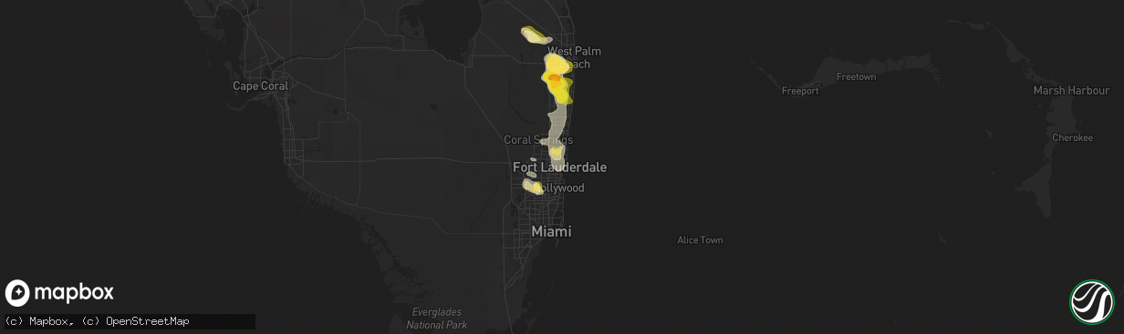 Hail map in Fort Lauderdale, FL on May 23, 2025