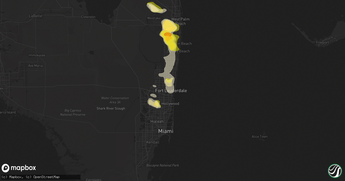 Hail map in Fort Lauderdale, FL on May 23, 2025