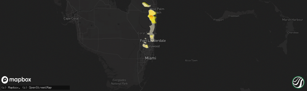 Hail map in Hollywood, FL on May 23, 2025