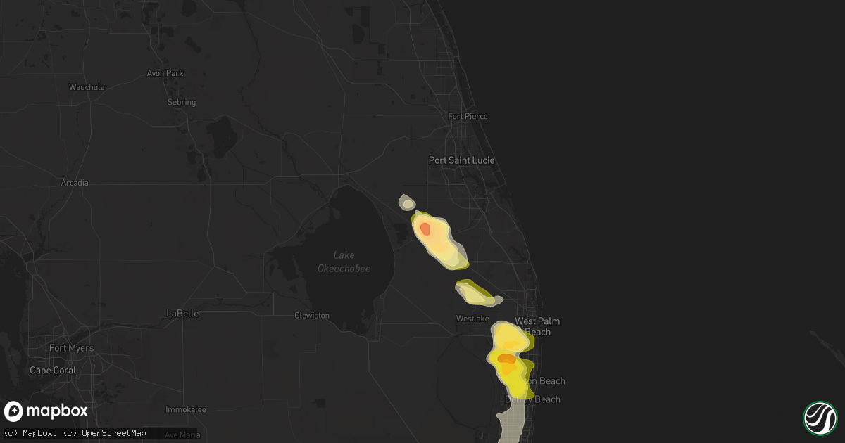 Hail map in Indiantown, FL on May 23, 2025