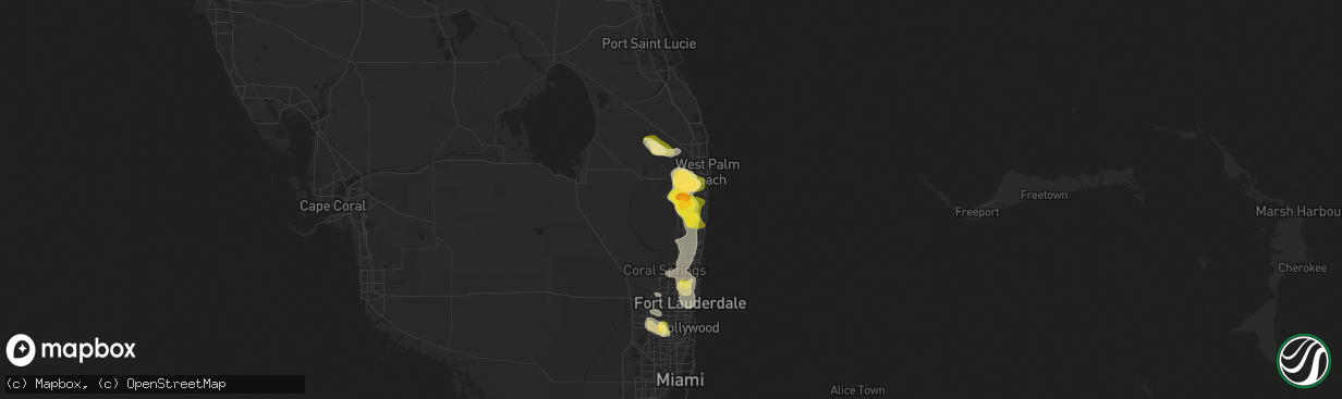 Hail map in Lake Worth, FL on May 23, 2025