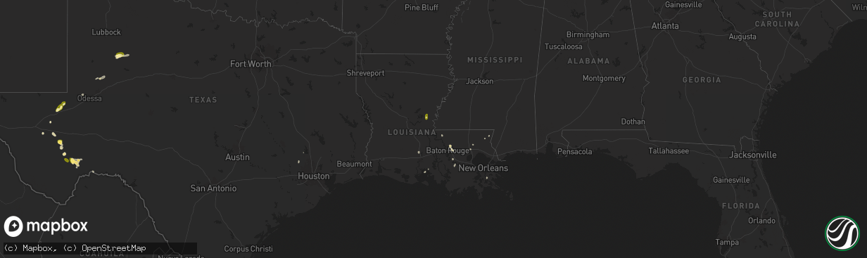 Hail map in Louisiana on May 23, 2025