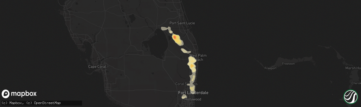 Hail map in Loxahatchee, FL on May 23, 2025