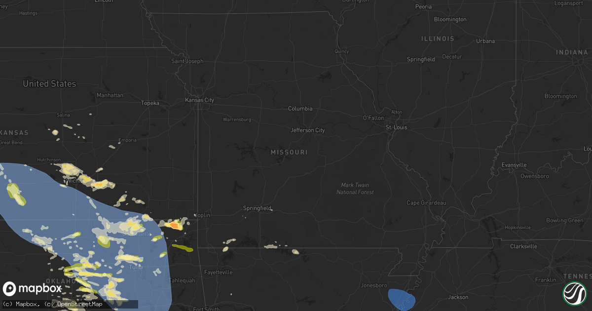 Hail map in Missouri on May 23, 2025