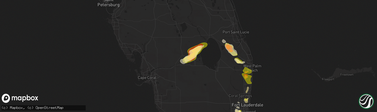 Hail map in Moore Haven, FL on May 23, 2025