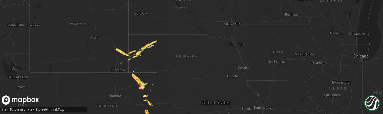 Hail map in Nebraska on May 23, 2025