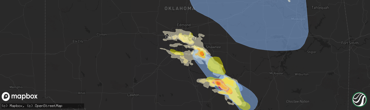 Hail map in Norman, OK on May 23, 2025