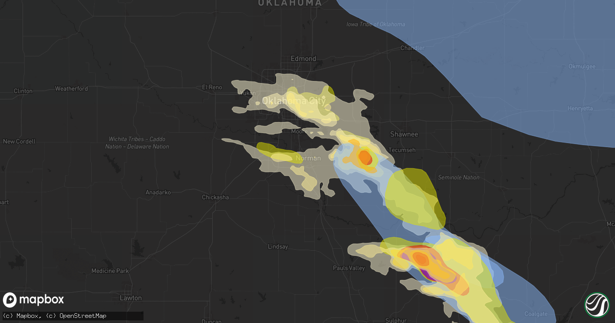 Hail map in Norman, OK on May 23, 2025