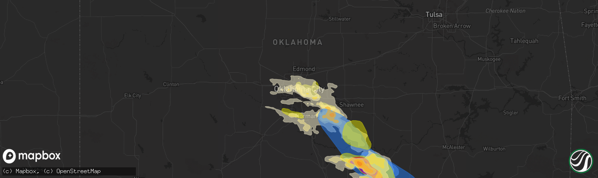 Hail map in Oklahoma City, OK on May 23, 2025