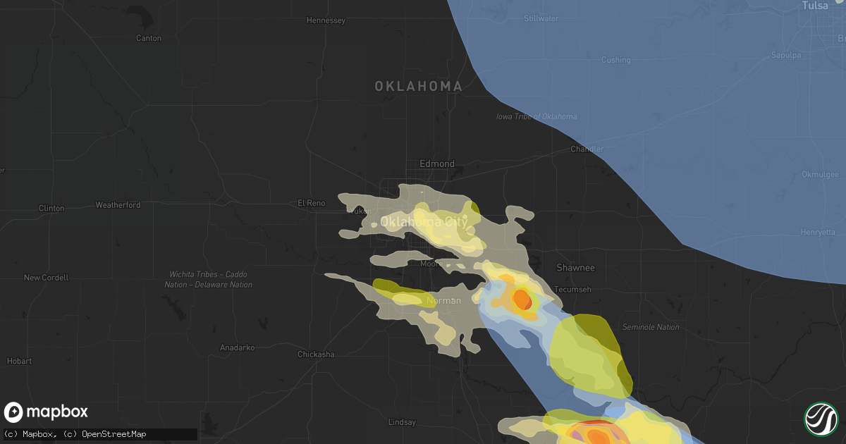 Hail map in Oklahoma City, OK on May 23, 2025