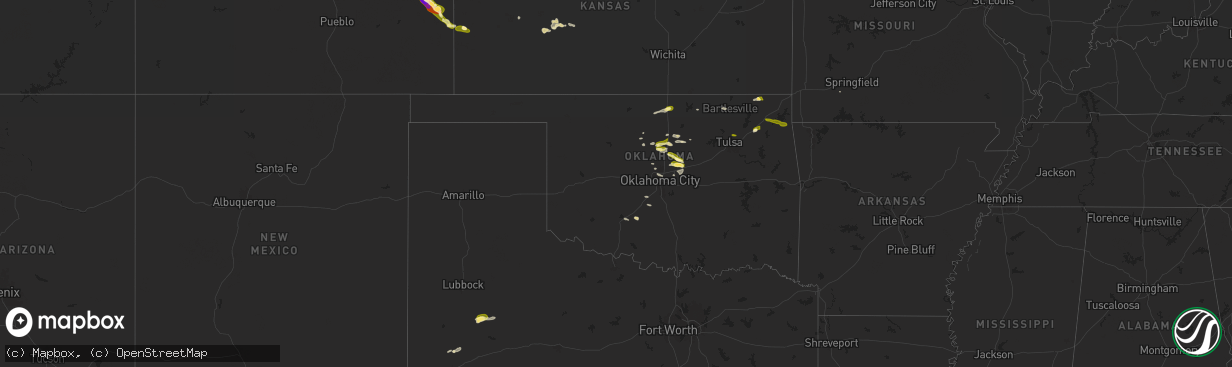 Hail map in Oklahoma on May 23, 2025