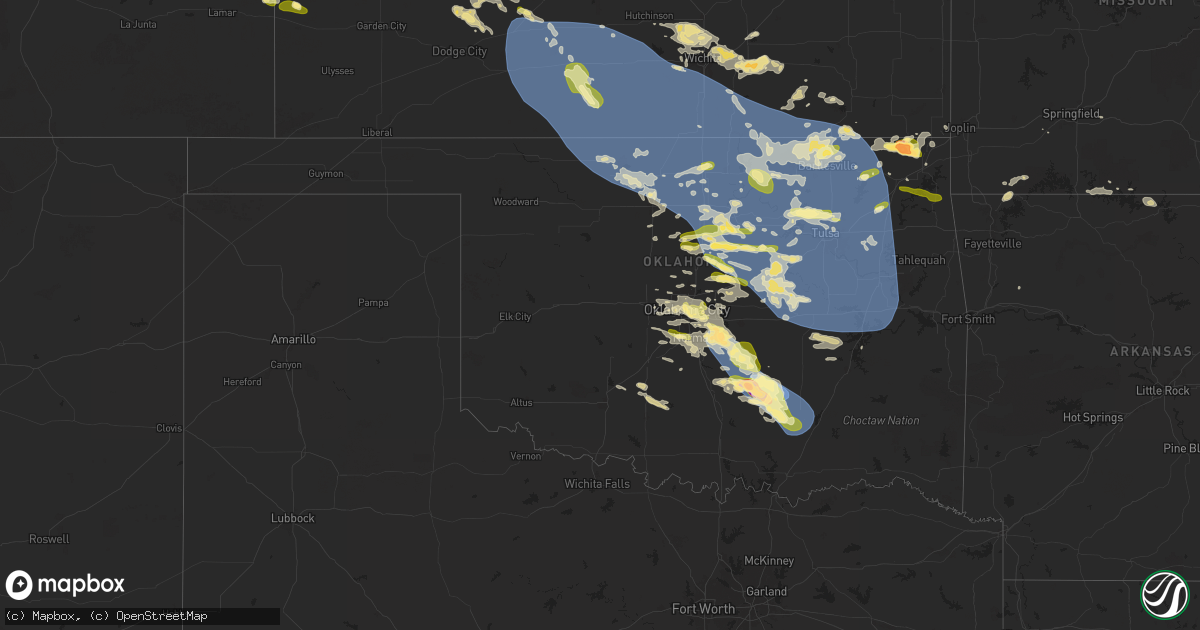 Hail map in Oklahoma on May 23, 2025
