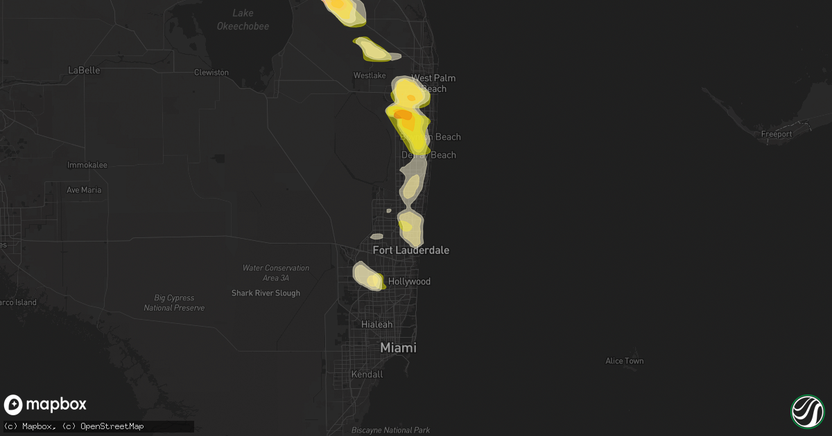 Hail map in Pompano Beach, FL on May 23, 2025