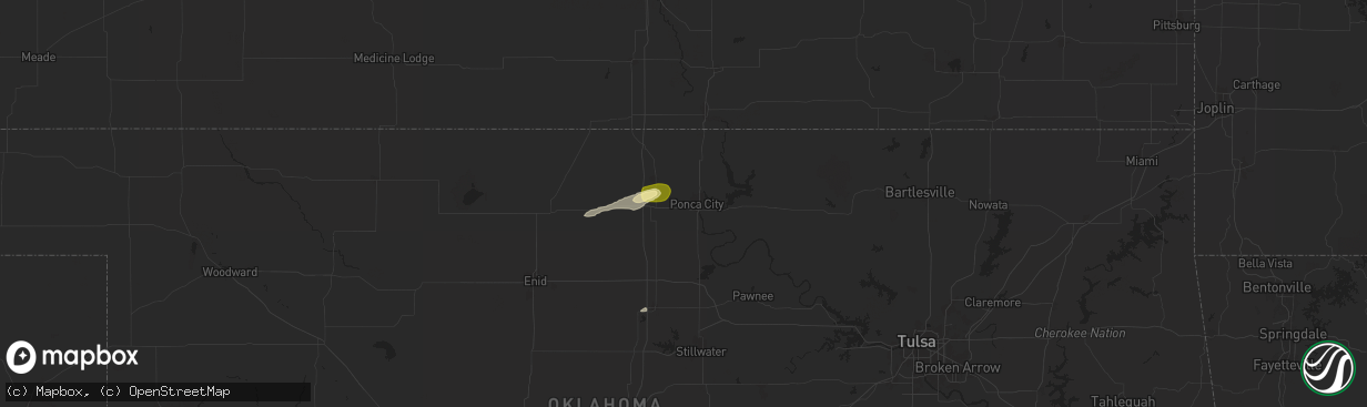 Hail map in Ponca City, OK on May 23, 2025