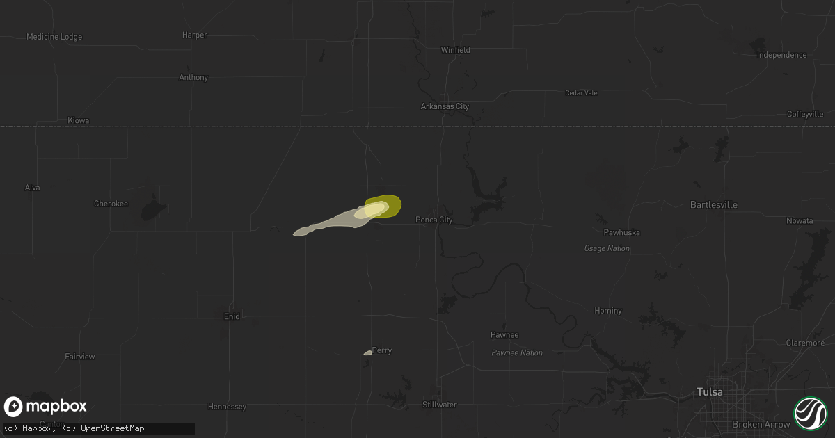 Hail map in Ponca City, OK on May 23, 2025