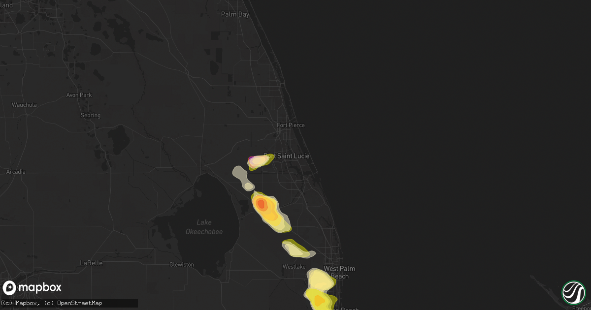 Hail map in Port Saint Lucie, FL on May 23, 2025