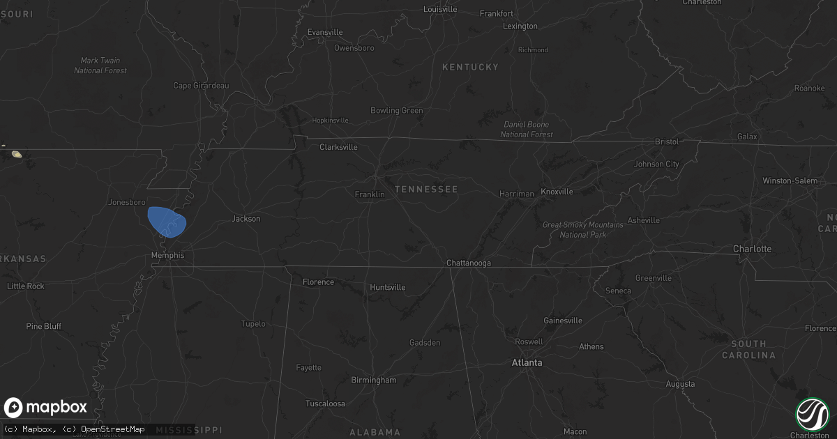 Hail map in Tennessee on May 23, 2025
