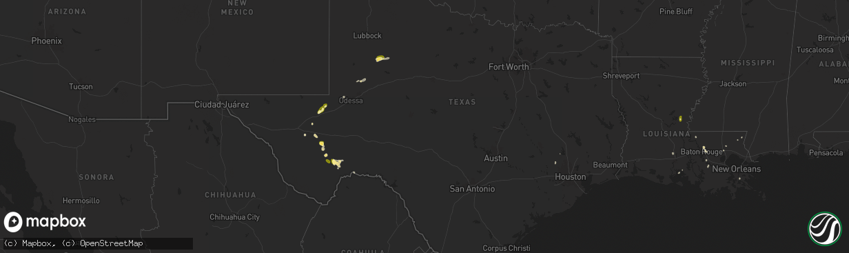 Hail map in Texas on May 23, 2025