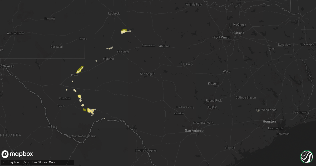 Hail map in Texas on May 23, 2025