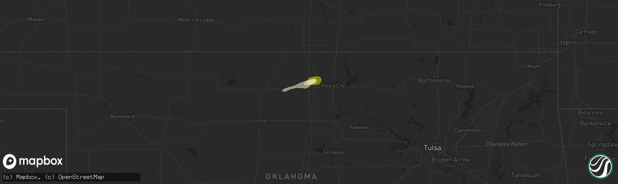 Hail map in Tonkawa, OK on May 23, 2025