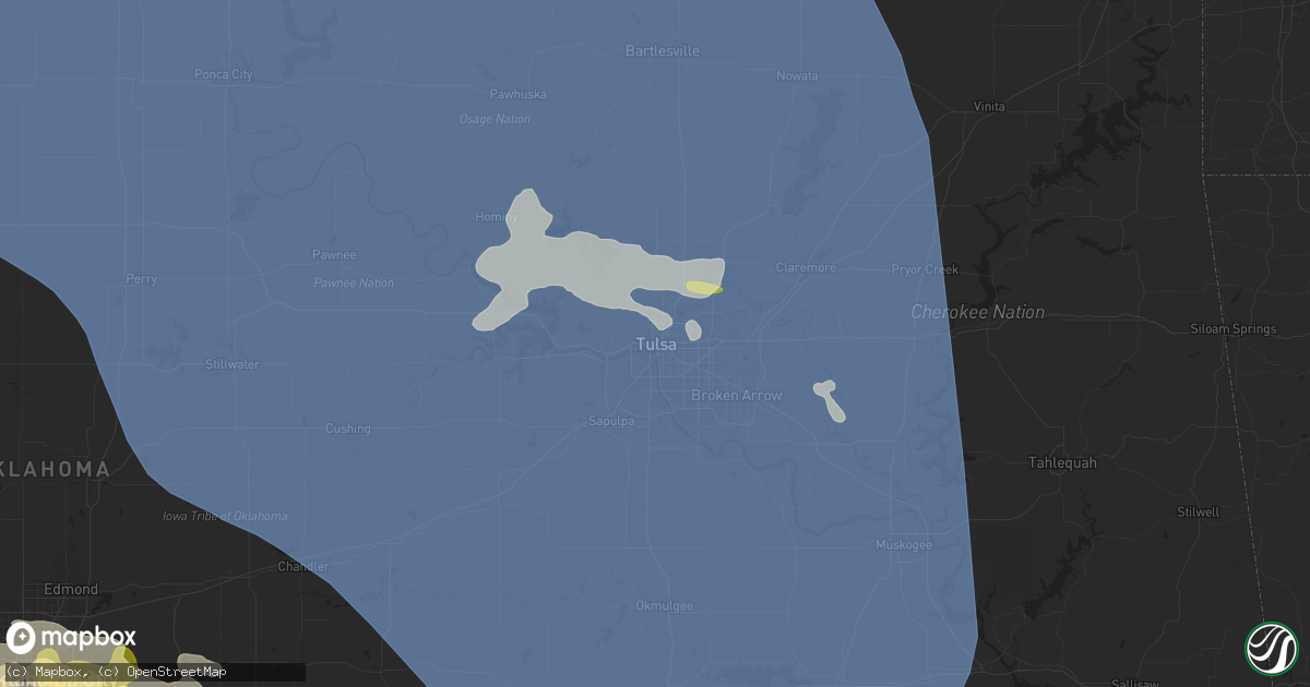 Hail map in Tulsa, OK on May 23, 2025