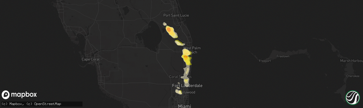 Hail map in Wellington, FL on May 23, 2025