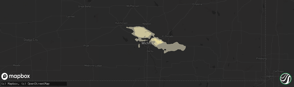 Hail map in Wichita, KS on May 23, 2025