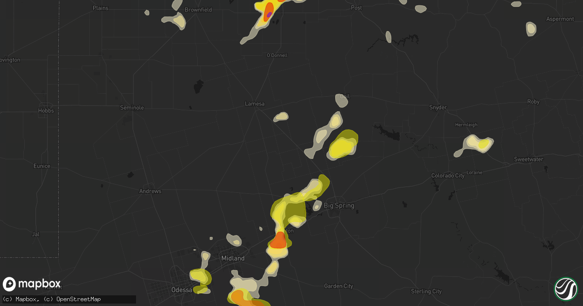 Hail map in Ackerly, TX on May 23, 2026