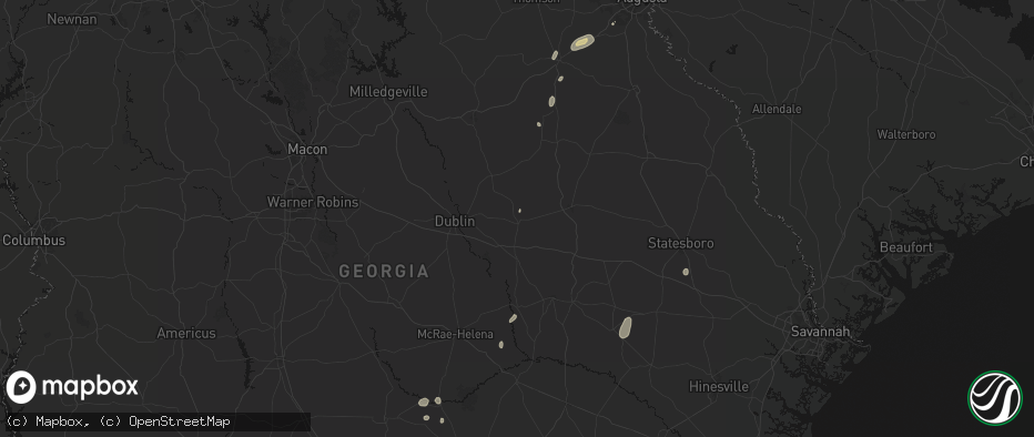 Hail map in Adrian, GA on May 23, 2026