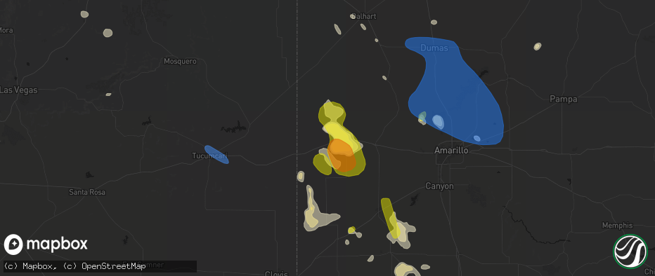 Hail map in Adrian, TX on May 23, 2026