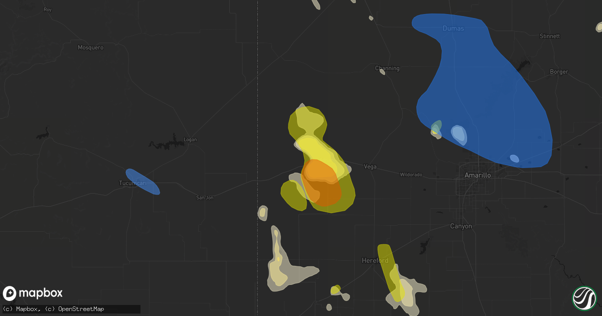Hail map in Adrian, TX on May 23, 2026