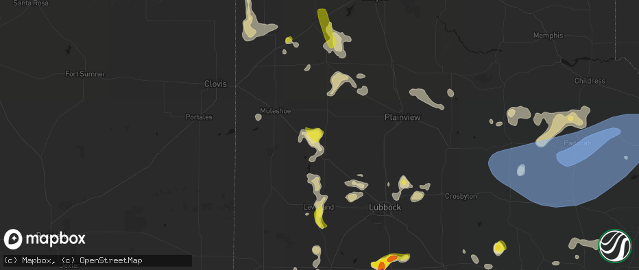 Hail map in Amherst, TX on May 23, 2026