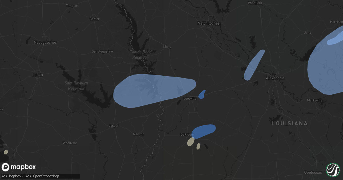 Hail map in Anacoco, LA on May 23, 2026