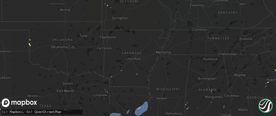 Hail map in Arkansas on May 23, 2026