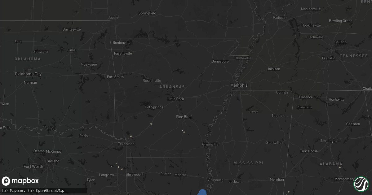 Hail map in Arkansas on May 23, 2026