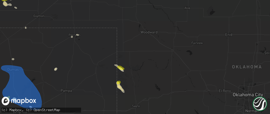 Hail map in Arnett, OK on May 23, 2026