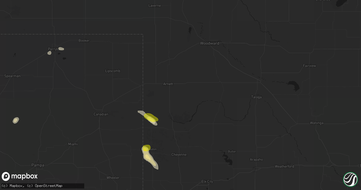 Hail map in Arnett, OK on May 23, 2026